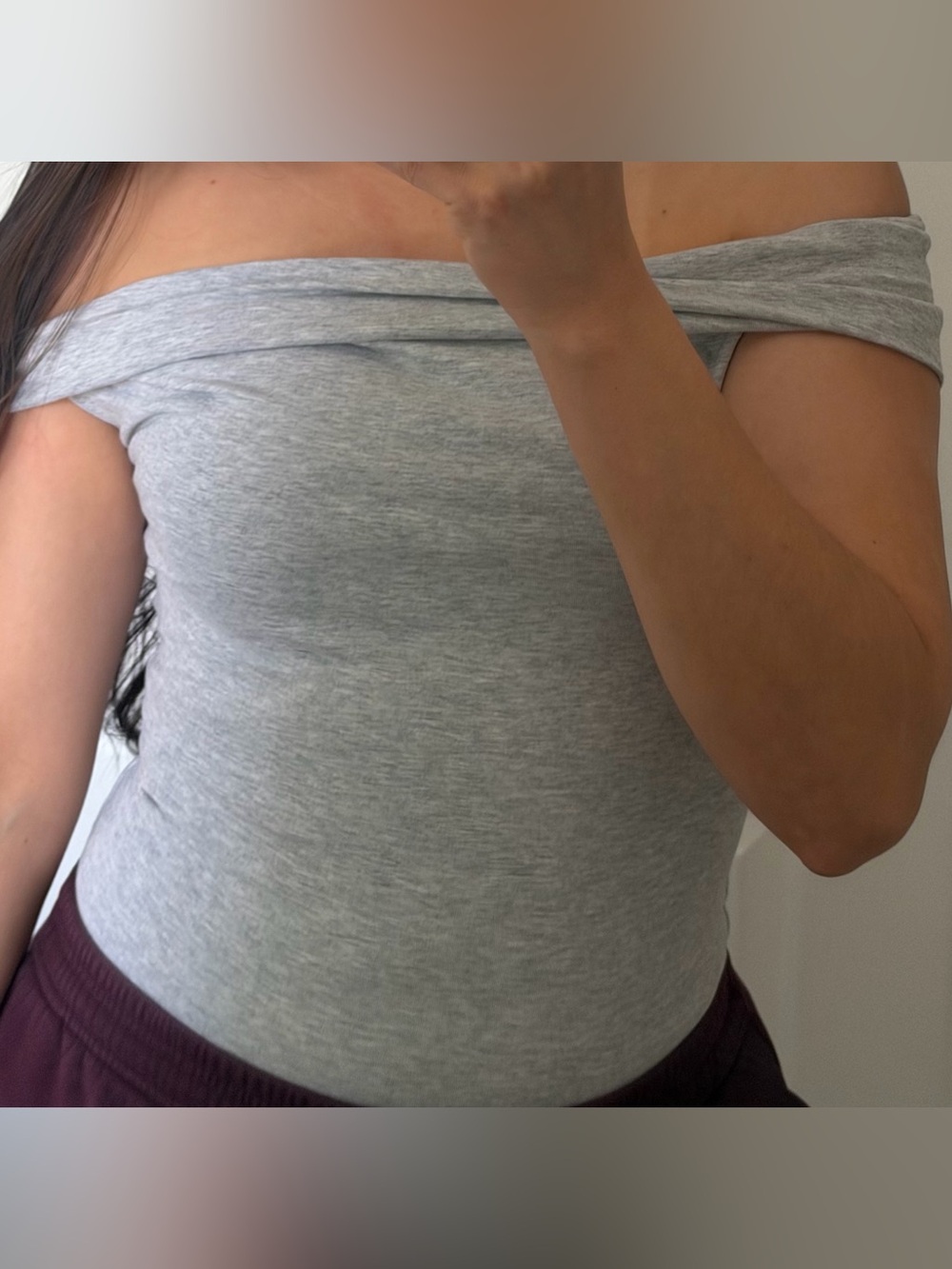Aritzia Off-Shoulder Heather Gray Camisole
